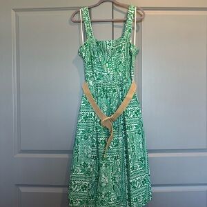 Eliza J Green and White Printed Midi Dress